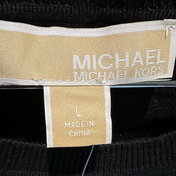 NWT Michael Kors Women’s Sz Sm & Med Black Sweater Vest Gold Logo Buttons K626 - Picture 11 of 14